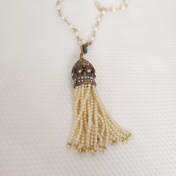 Lovely Ivory Rustic Beaded Tassel with Rhinestone, - Picture 5 of 15